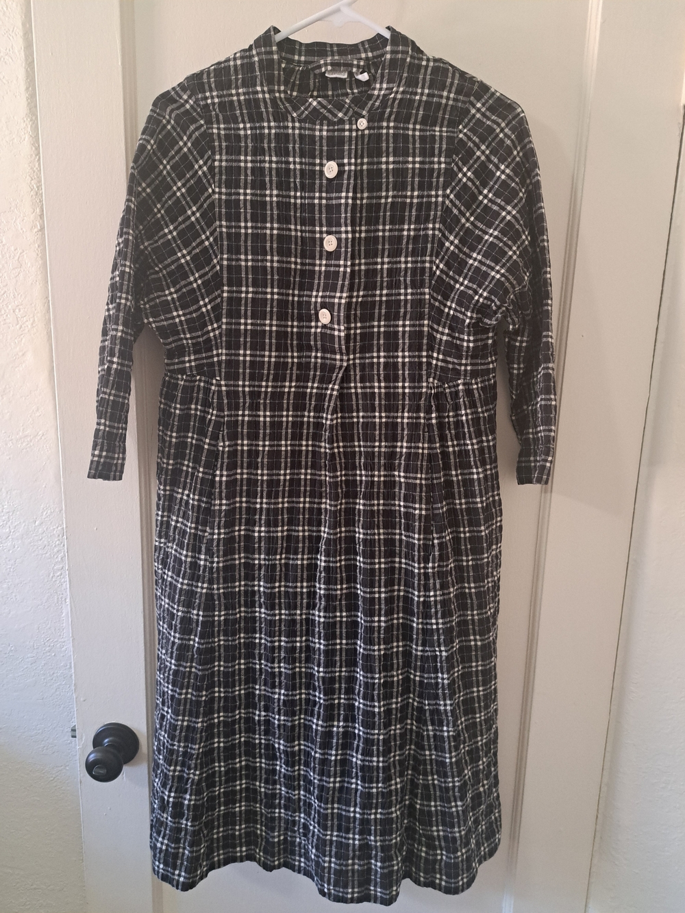 TOAST Black and White Plaid Button-Front Dress, Size XS